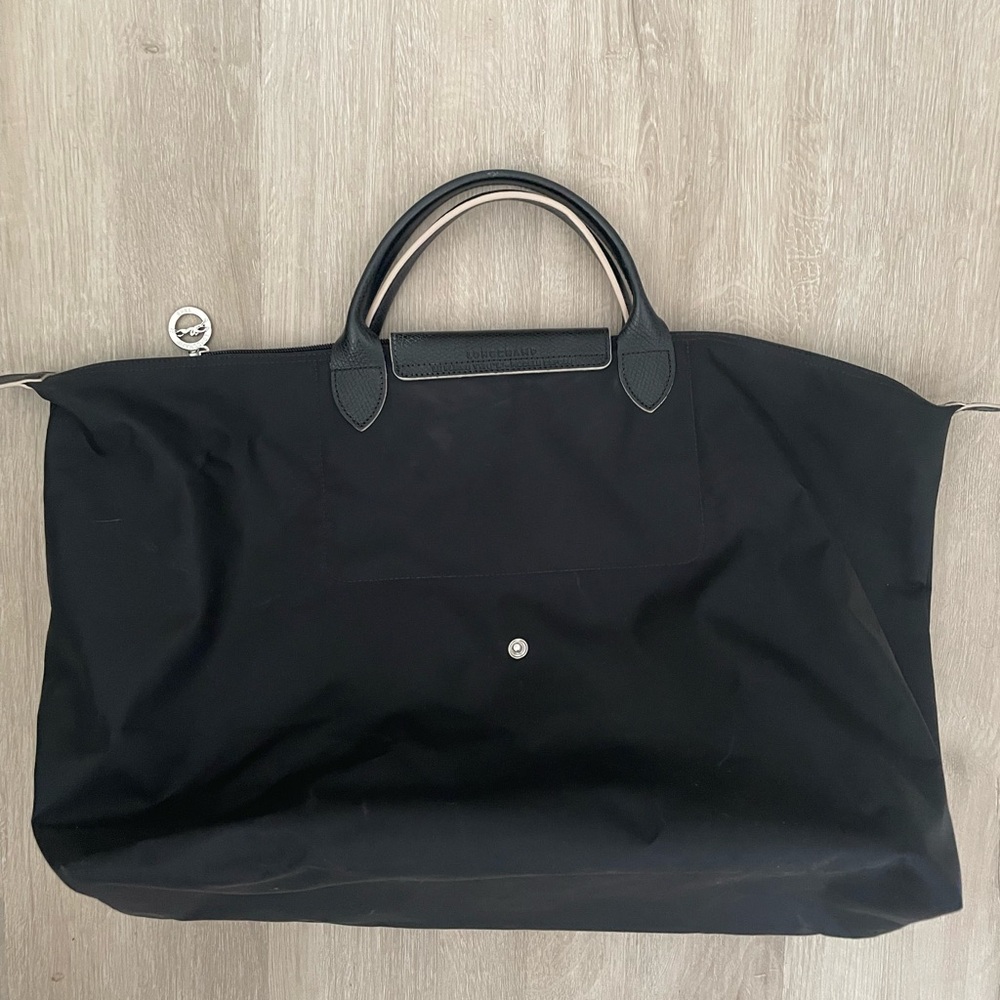 Longchamp Large Black Foldable Le Pliage Tote with Top Handles - Picture 2 of 12